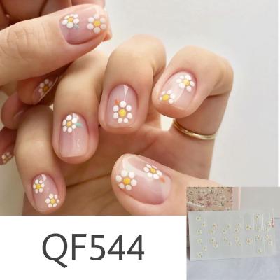 China Daisy Flower Waterproof Removable 14 Finger Nail Art Tape Nail Wrap Gel Wrap Gel Adhesive Nail Wrap Semi Cured for sale