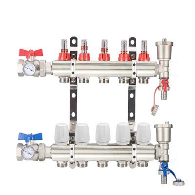 China Modern Brass Underfloor Heating Radiant Heat Manifold With Ball Valve And Flow Meter 2-12 Ways for sale