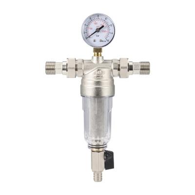 China LUMGE PF9002 Modern Brass Bottle Water Filter Purifier With Pressure Gauge For Cold Water for sale