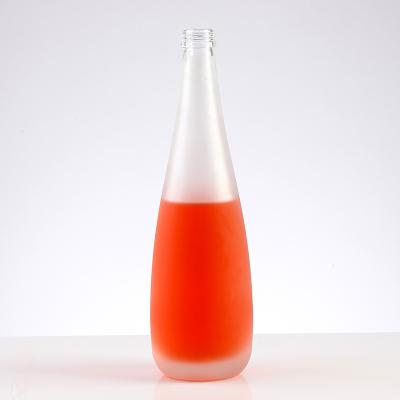 China 300ml 500ml Long Beverage Neck Wine Glass Beverage Bottle Spirits Rum Glass Frosted Bottles for sale