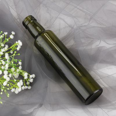 China Beverage Factory Price 500ml Cylindrical Green Glass Condiment Bottles For Olive Oil 250ml for sale