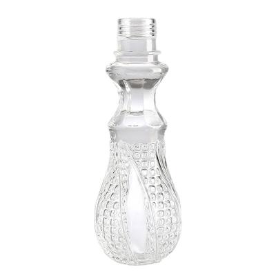 China Beverage Bottle Juice En Glass Ripple 500ml 28mm Screw Neck Glass Bottles for sale