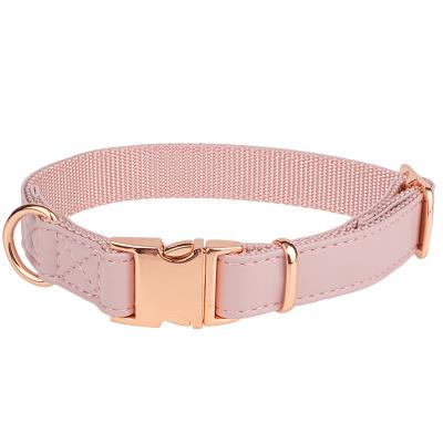 China 2020 Basic Luxury High End Padded Custom Design Girl Quick Release Brass Buckle Metal Collar Xxxs Puppy Leather Dog Collar for sale