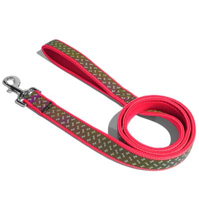 China Custom Padded Logo Durable Metal Lock Pattern Sublimation Long 120Cm Print Small 4 Feet Nylon Wire Strip Leash For Large Dog for sale