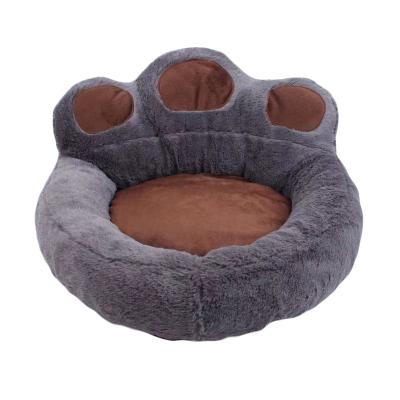 China Hot Selling Viable Plush Pet Bed For Cat Dog Products Sofa Round Paw Dog Bed Cushion Mat for sale