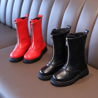 China New fashion waterproof children's plus velvet children's rubber rain boots rainy discount price non-slip with zipper for sale