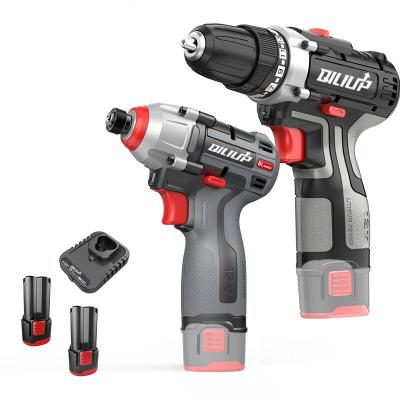 China From Qiliup Factory 12V Battery Power Tool Kit Cordless Impact Drill Combo Kit 3/8