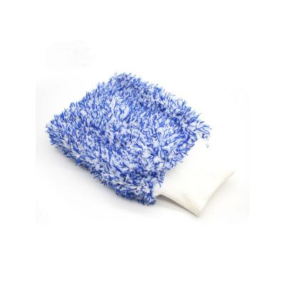 China 100% Polyester Wholesale High Quality Blue 100% Polyester Microfiber Towel Washing Station Glove for sale