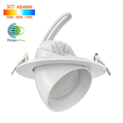 China Modern Adjustable Gimbal LED Downlight 30W 38W 40W 8inch 50W 60W SMD COB LED Downlight 4inch 6inch 3CCT Adjustable Gimbal LED Downlight 3CCT for sale