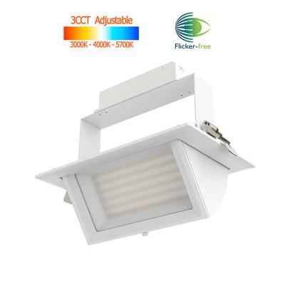 China Modern Light 20W 28W 30W LED Downlight 3CCT Adjustable 38W 40W 48W 60W LED Rectangular Adjustable LED Shop Downlight for sale