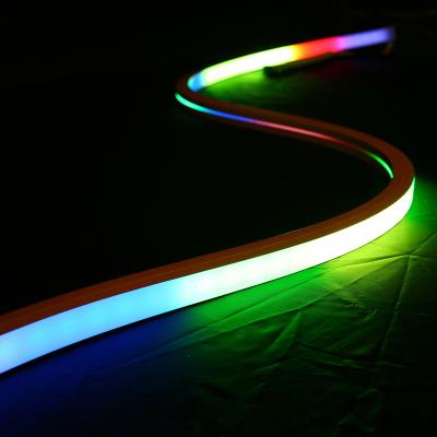 China Hotel LED Silicone Light Decoration DC24V RGB Flexible Neon Light Strip Tube Side View Custom Neon Lamp IP65 LED for sale