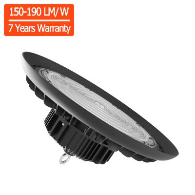 China Hanging Ring 7 Years Warranty 100W 150lm/w IP65 Super Bright UFO LED Highbay Garage Light Industrial Warehouse 200W LED Highbay Light for sale