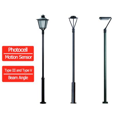 China Garden Phtocell 30W 60W 100W 120W LED Top Post Light With Pole Street Urban LED Top Post Area Light With Steel Aluminum Light Poles for sale