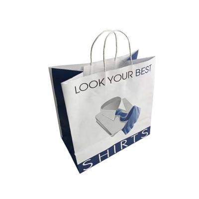 China Recyclable Eco - Friendly Custom Kraft Garment Kraft White Shopping Bag for sale