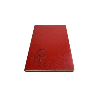 China Custom embossed red leather hardcover a4 logo notebooks pu cover notebook for sale