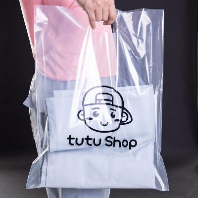 China BIODEGRADABLE Portable Single Layer Biodegradable Custom Logo Printing Clear Package Shipping Die Cut Plastic Packaging For Carrying Shopping Bag for sale