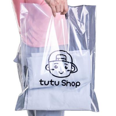 China Microwaveable Custom Logo Print Clothing Package Transparent Single Layer Plastic Bags With Die Cut for sale