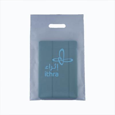 China Impact Resistance D2W Bio Large Logo Printed White Luxury Frosty Degradable LDPE Poly Handle Shopping Carrier Carrier Custom Plastic Die Cut Bags for sale