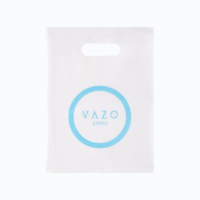 China 80% Moisture Proof Recycled Small Flat Bottom Transparent Custom Handle Carrier Die Cut Mylar Retail Gift Bag for sale