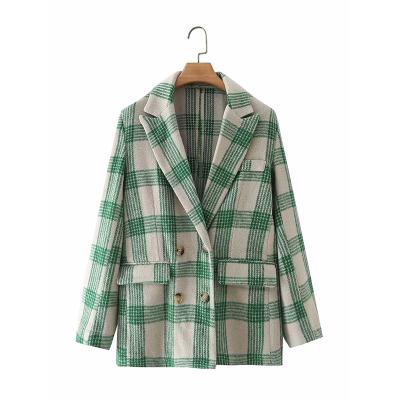 China new arrival cross fashion Anti-wrinkle outwear vintage plaid mid long coat for women for sale