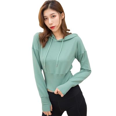 China Women crop top yoga anti-pilling fitness hoodie yoga top long sleeve top wholesale casual sportswear for sale