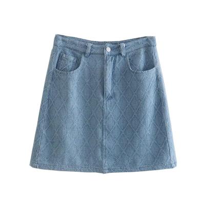 China Wholesale Customized Logo Breathable Women's Diamond Fashionable Denim Skirt for sale