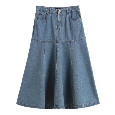 China Wholesale custom logo women's clothing autumn and winter casual daily high waist swing denim breathable wide skirt for sale