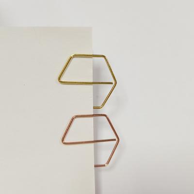 China Metal Circle Shape Paper Clips Gold Rose Gold Bookmark Office School Stationery Supplies Hexagon Shape Metal Folder Paper Clips Rose Gold Gold for sale