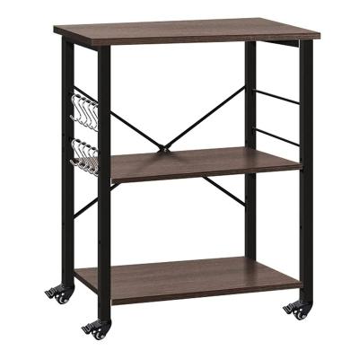 China Solid Wood 3 Tier Rack Corner Microwave Shelf Kitchen Cart Multifunctional Shelving Cart for sale