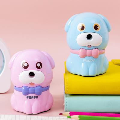 China Best Price Eco-friendly Material Wholesale Stationery Puppy Plastic Blue Pink Pencil Sharpeners For Student for sale