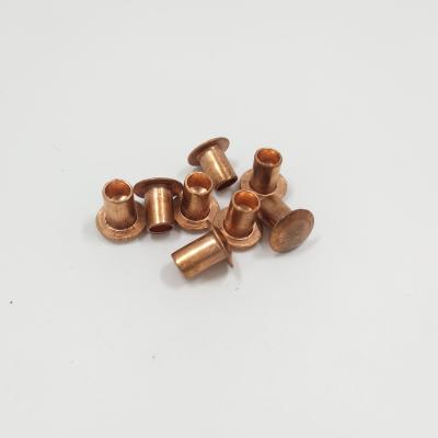 China OEM Copper Copper Rivets Customized Semi Tubular Rivets Copper Rivets With Brass Mandrel for sale