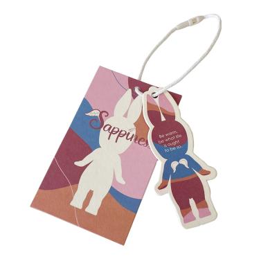 China Viable Printed Apparel Hang Tag Purse Hangtag PVC Paper Cardboard Packaging Logo Gold Foil With String for sale