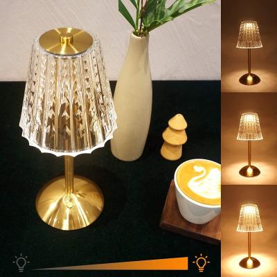 China Crystal Lamp Touch Dimmable LED Lights Modern Decorative Metal Room Gold Cordless Table Lamp Rechargeable Battery Gold Table Lamp for sale