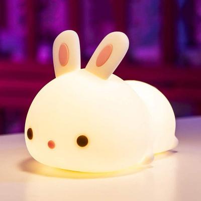 China Modern Sensor 7 Color Touch Rabbit Night Changing Light For Sleeping Silicone Lamp Lovely Cute Friendship LED For Kid Baby for sale