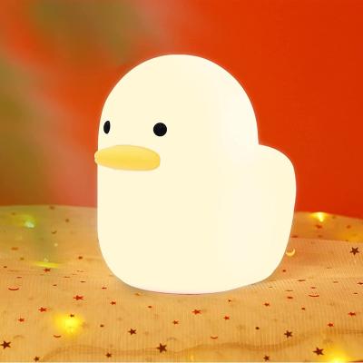 China Modern Cute Silicone Duck Night Light For Baby Kids Sleep Bedside Lamp Smart Light Soft Silicone Animal Led Night Lamps For Kids for sale