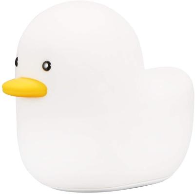 China Modern LED Duck Night Light for Nursery Arrangement Kids Timer Silicone Cute USB Rechargeable Animal Bedside Lamp for sale