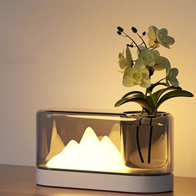 China Modern Creative Mountain Table Lamps With 1200mAh Battery USB Charging Left LED Multicolor Lighting Succulent Planter Desk Lamp for sale