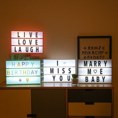 China Home.hotel.indoor Lighting Decorative Color Changing Cinema Light Box With 210 Letters Emoticons Marquee Sign Light Box A4 Size Cinematic Light Up Letter Box Sign for sale