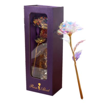 China 2021 High Quality New Arrival Valentine Gift Amazon 24k Gold Foil Rose Artificial Flower Mothers Day Gifts Galaxy Roses Valentines Day Gifts for sale