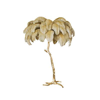 China Luxury ostrich feather tree branch most popular application hotel design modern living room bedroom style floor lamp for sale