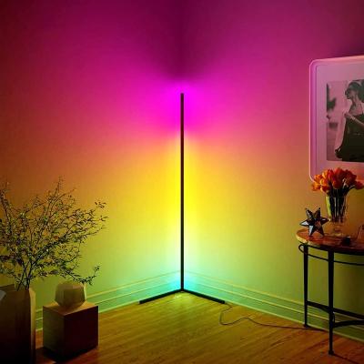 China 2021 Modern New App RGB Or Music Remote Control Corner Standing LED Tripod Light Splicing Floor Lamp For Living Room Decoration for sale