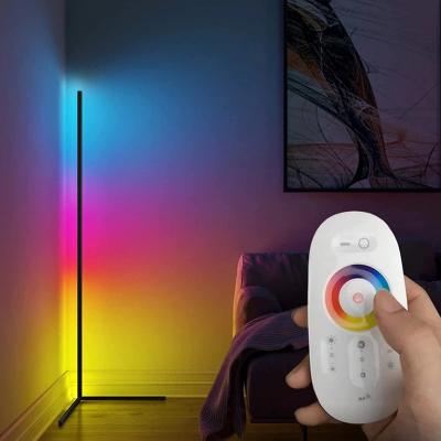 China Modern app remote control modern nodic remote control bedroom vertical rainbow color changing minimal RGB led corner floor lamp for sale