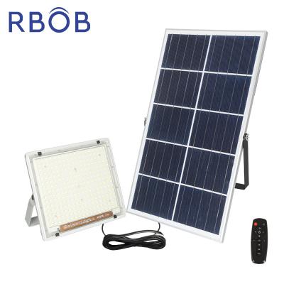 China Outdoor Aluminum Garden RBOB Yard Park Remote Control Most Powerful Ip65 100w 200w 300w LED Solar Panel Waterproof Flood Light for sale