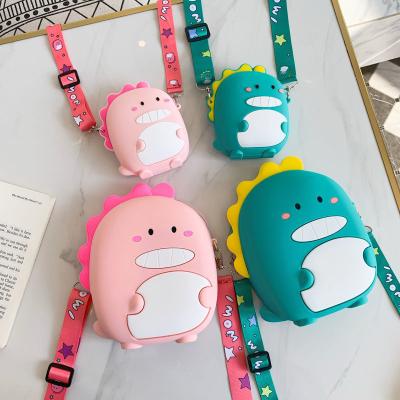 China Cute Fashion Kids 3d Cartoon Cross - Body Shoulder Bag Silicone Dragon Coin Purse for sale