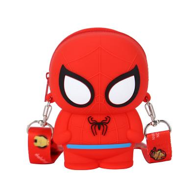 China Fashion 3d mini silicone cartoon superhero kids cross - body bag Captain America marvel legends spiderman coin purse for little boys for sale