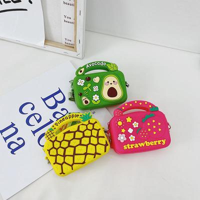 China Cute fashion cartoon woman girl mini cross - body handbags fruit pineapple strawberry pear avocado silicone purses and handbags for sale