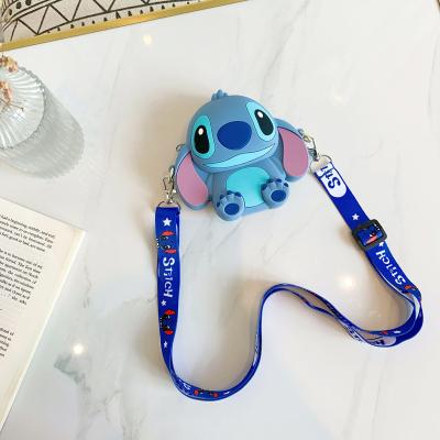 China 2021 new fashion mini jelly kids stitch bag cross - body kids pinch cartoon stitch silicone coin purse for sale