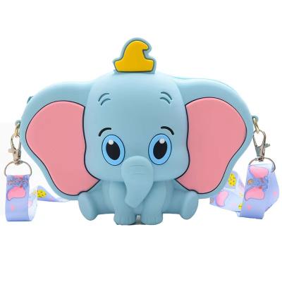 China Reusable Universal Children's Cartoon Small Silicone Elephant Design Blue Cross - Body Bag For Little Girls for sale