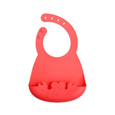 China 2021 Fashion BPA Free Wholesale Customized Colorful Promotional Food Catcher Adjustable Silicone Rubber Baby Bibs for sale