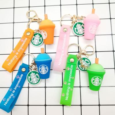 China Security luxury cute starbuck self-defense silicone wristband keychains cup starbucks key chain designer key chain for sale